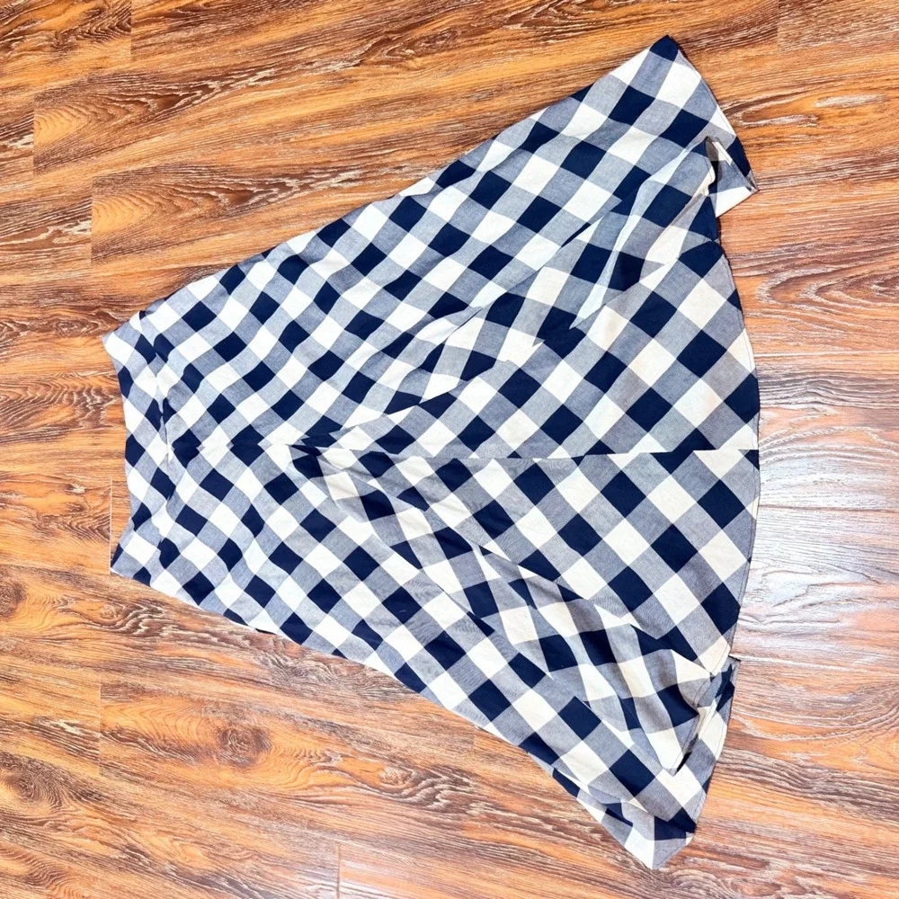 Ralph Lauren Navy Gingham Ruffle Front Midi Skirt Blue White Size 8 M Plaid - Picture 6 of 7